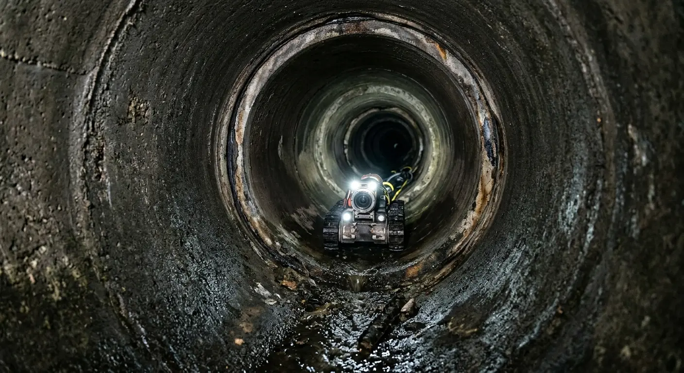 Robotic sewer camera inspecting pipe interior for Drain Snake Service in Douglas